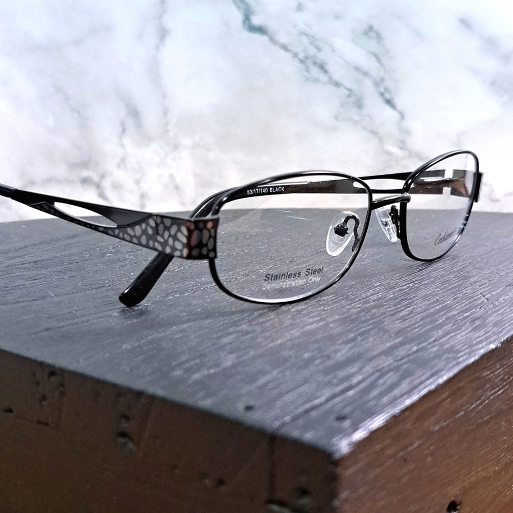 NEW Stainless Steel Eyeglass Frame, black, Rx'able glasses 53-17-140